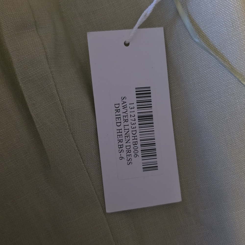 Reformation Sawyer Linen Dress Mini Dried Herbs Sage Green Size 6 NWT - Picture 6 of 10